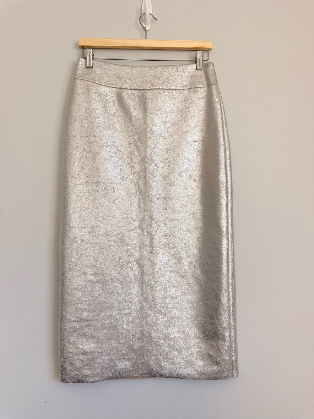 ZARA Silver Metallic Midi Skirt Size M Trendy Party Y2K Statement